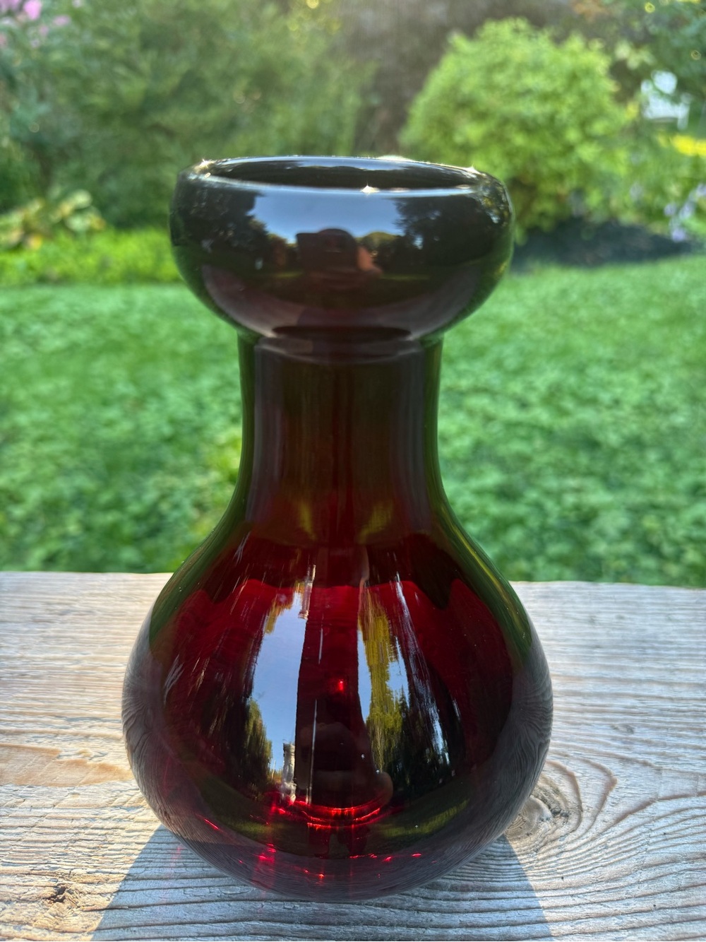 Vintage Ruby Red Glass Bulb Vase